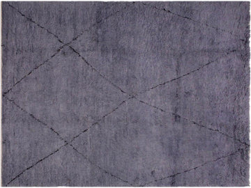handmade Modern Moroccan Gray Black Hand Knotted RECTANGLE 100% WOOL area rug 8x11